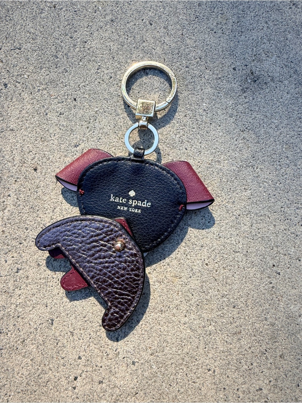 kate spade Floral Puppy Keychain Charm in Pink & Burgundy - Picture 5 of 9